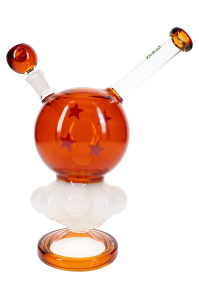 Wish Ball XL glass bong with amber sphere body, cloud base, splash guard, and novelty fantasy styling