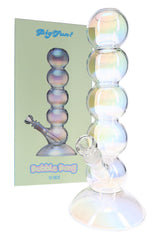 BigFun! iridescent bubble bong in retail box with 13″ glass body, angled 14 mm bowl, and stacked chambers