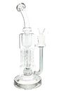 Gray accented 11½ inch HexaRecycler glass bong with 14.5 mm bowl and wide round base