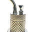 Gold Jane West glass water pipe with metallic textured chamber, disc mouthpiece, and sturdy base
