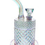 Mermaid Jane West water pipe with iridescent glass finish, textured chamber, and matching bowl