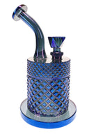 Midnight Jane West water pipe with dark blue-purple shimmer, textured body, and wide mouthpiece