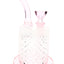 Pink Jane West glass water pipe with pale rose accents, square bowl, and raised Art Deco texture