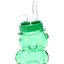 Green 4-inch bear-shaped glass bong with clear bowl, bent mouthpiece, and translucent teddy body