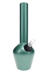 Chill 13-inch armored steel bong in green with clear glass slide, metal base, and tall neckpiece