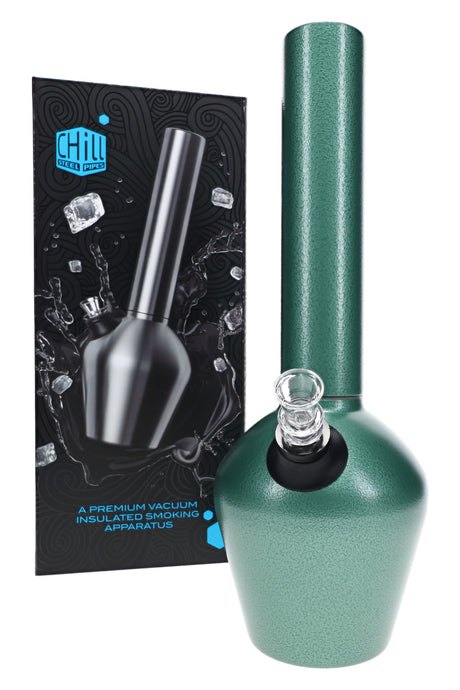 Chill armored steel bong with branded box, glass slide, removable neckpiece, and insulated base