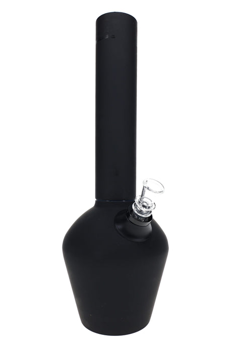 Chill 13-inch black rubberized steel bong with clear glass slide, tall neckpiece, and matte insulated base