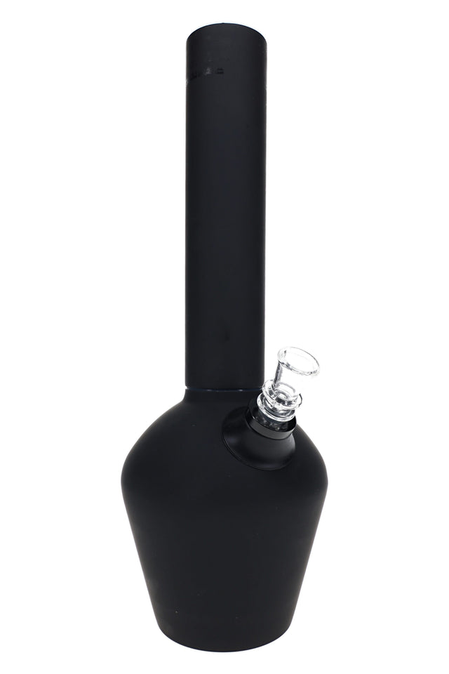Chill 13-inch black rubberized steel bong with clear glass slide, tall neckpiece, and matte insulated base