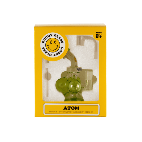 Boxed Goody Glass dab rig kit with slime green rig and included concentrate accessories