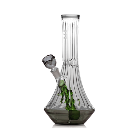 Smoke-gray HEMPER Flower Vase XL bong with fluted glass chamber and floral interior detail
