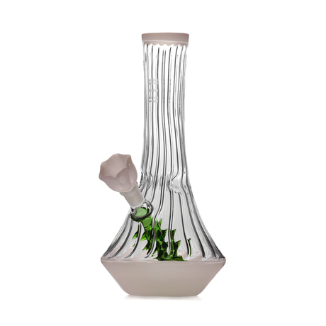 Ivory-accent HEMPER glass bong with vase-shaped body, flower bowl, and wide base