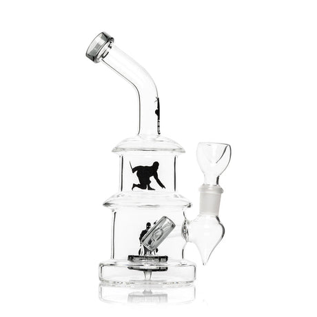 Opposite side of HEMPER Ninja glass bong with angled mouthpiece and compact round base