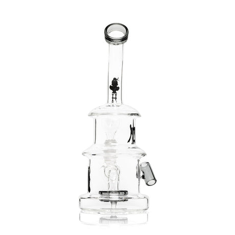 Rear view of HEMPER Ninja glass bong showing clear body and side-mounted bowl joint