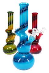 10" Zig Zag Multicolor Crackle Paint Glass Beaker Water Pipe - WP3539