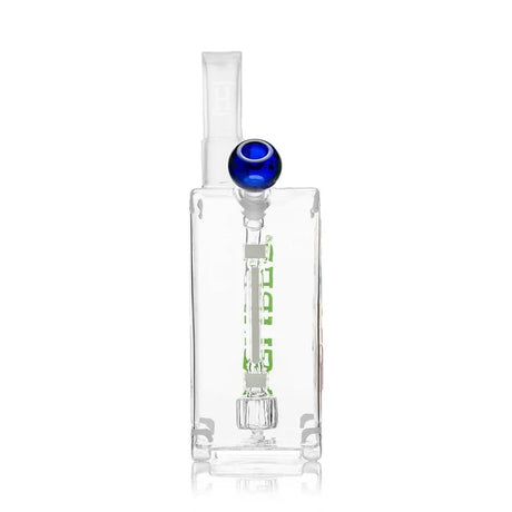 Bowl-side view of the HEMPER Suitcase XL Bong showing its blue globe bowl and internal glasswork