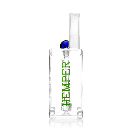 Narrow side view of the HEMPER Suitcase XL Bong showing green branding and a handle-shaped mouthpiece
