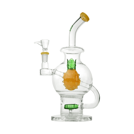 HEMPER Pineapple XL Glass Bong with a floating pineapple centerpiece, bent neck, yellow accents, and clear bowl