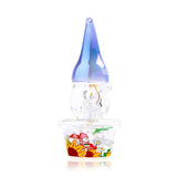 Rear angle of the Trippy Gnome XL bong with an iridescent blue hat and pink gnome artwork on the base