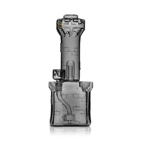Side view of Hemper Medieval Castle XL bong with recessed 14 mm joint, bowl and curved internal pathway