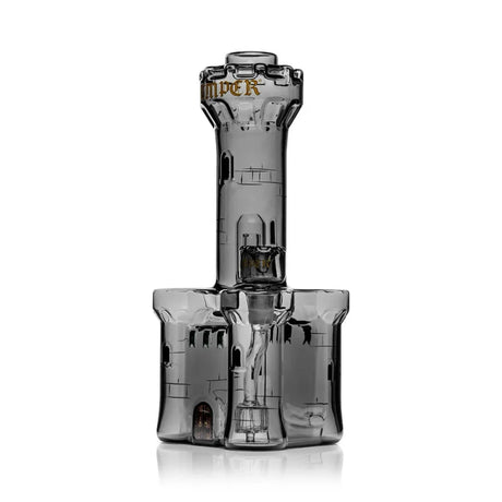 Three-quarter view of Hemper Medieval Castle XL bong showing castle doorway, bowl and internal percolator