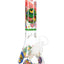 Festive monster glass beaker bong with holiday decals, clear bowl, ice pinch, and spiral base