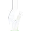 Green accent zig zag glass bong with tall clear tube, round foot, downstem, and dry herb bowl