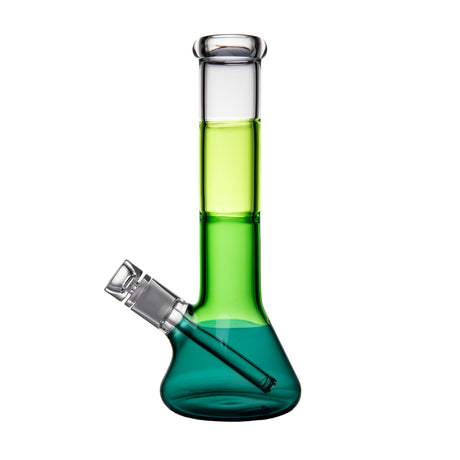 BigFun! Tricolor glass bong in Canopy with green neck, teal beaker base, clear bowl and angled downstem