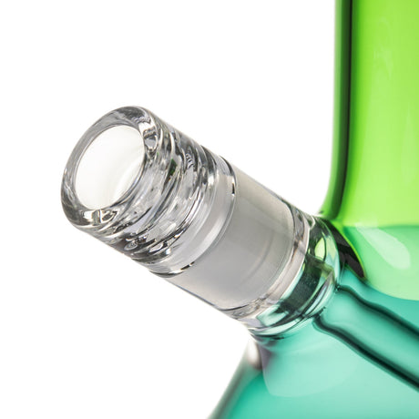 Close-up of BigFun! glass bong joint with 14.5 mm male clear glass bowl fitted into the frosted connection