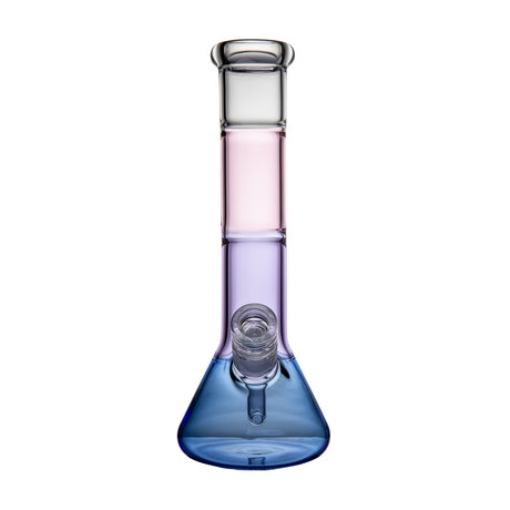 Front view of BigFun! Tricolor glass bong in Sorbet with pink-purple neck, blue base and clear glass bowl