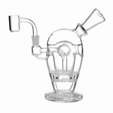 MJ Arsenal Voyager mini dab rig product view with clear Fab Egg body, round base and 10 mm quartz banger
