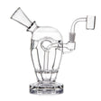 MJ Arsenal Voyager mini dab rig front view with clear Fab Egg body, angled mouthpiece and 10 mm quartz banger