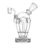 Clear Voyager mini dab rig rear angle showing Fab Egg openings, sturdy round base and 10 mm quartz banger