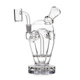 MJ Arsenal Voyager dab rig side angle with clear Fab Egg chamber, disc perc and included quartz banger