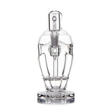 Rear view of MJ Arsenal Voyager mini dab rig showing clear chamber, wide base and 10 mm quartz banger