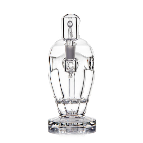 Rear view of MJ Arsenal Voyager mini dab rig showing clear chamber, wide base and 10 mm quartz banger