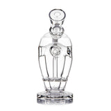 Top-down view of MJ Arsenal Voyager dab rig highlighting angled mouthpiece, Fab Egg chamber and clear glass