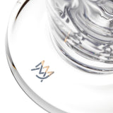 MJ Arsenal Voyager mini dab rig close-up showing branded clear glass base and thick circular foot