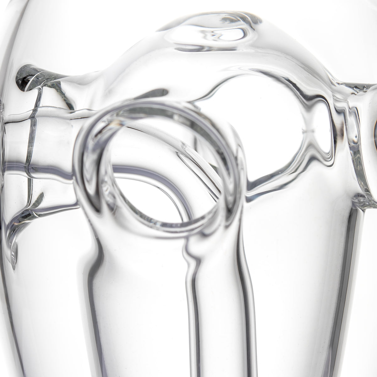 Close-up of Voyager dab rig Fab Egg opening showing the clear internal chamber and sculpted glass pathway