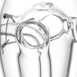 Close-up of Voyager dab rig Fab Egg opening showing the clear internal chamber and sculpted glass pathway