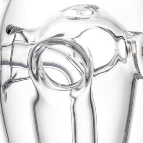 Close-up of Voyager dab rig Fab Egg opening showing the clear internal chamber and sculpted glass pathway