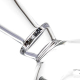 Close-up of MJ Arsenal Voyager dab rig reinforced angled mouthpiece joint and thick clear borosilicate glass