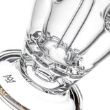 Close-up of Voyager dab rig disc percolator with rectangular diffusion slots inside the clear glass chamber
