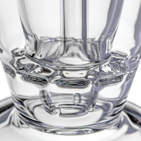 Voyager mini dab rig lower chamber close-up showing internal glass supports, disc perc and branded base