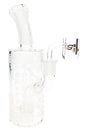 6B Glass 8½″ frosted Athena dab rig with showerhead perc, angled neck, Greek artwork, and clear banger