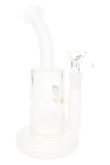 6B Glass 8½″ frosted lotus bong with curved neck, wide base, showerhead perc and removable glass bowl
