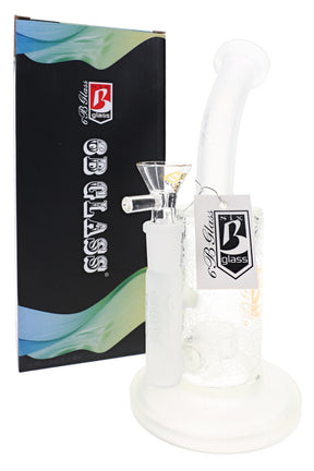 6B Glass frosted lotus bong with 14.5 mm glass bowl, curved neck, showerhead perc and branded box