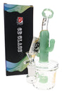 6B Glass 8″ green cactus bong with curved neck, showerhead perc, 14.5 mm glass bowl and clear chamber