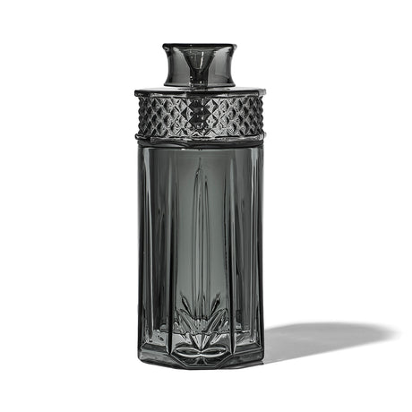 NWTN Home Highball glass gravity bong in Charcoal with tall faceted shell and diamond-patterned collar