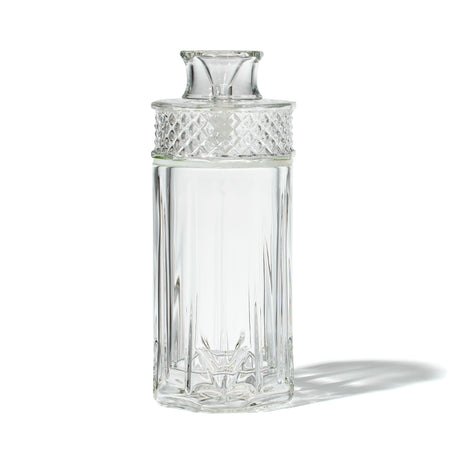 NWTN Home Highball glass gravity bong in Clear with transparent faceted shell and textured upper collar