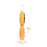 Side view of the Hemper Donut XL bong showing its stacked amber donut chambers, angled bowl and clear round base